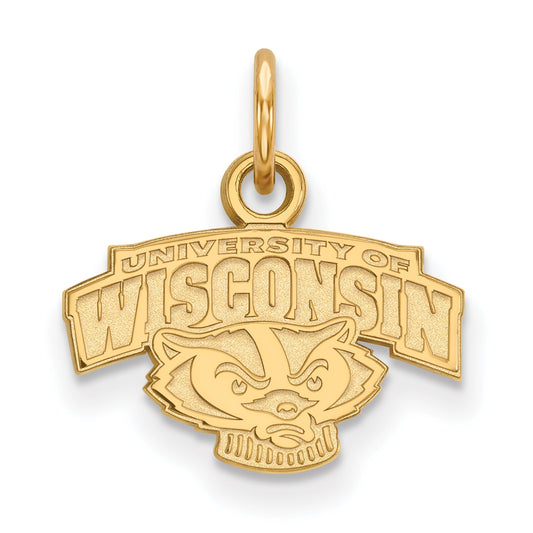 Gold Plated Sterling Silver Logoart University Of Wisconsin Extra Small Pendant