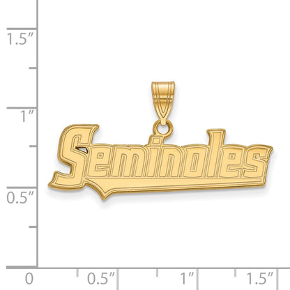 Gold Plated Sterling Silver Logoart Florida State University Seminoles Script Large Pendant