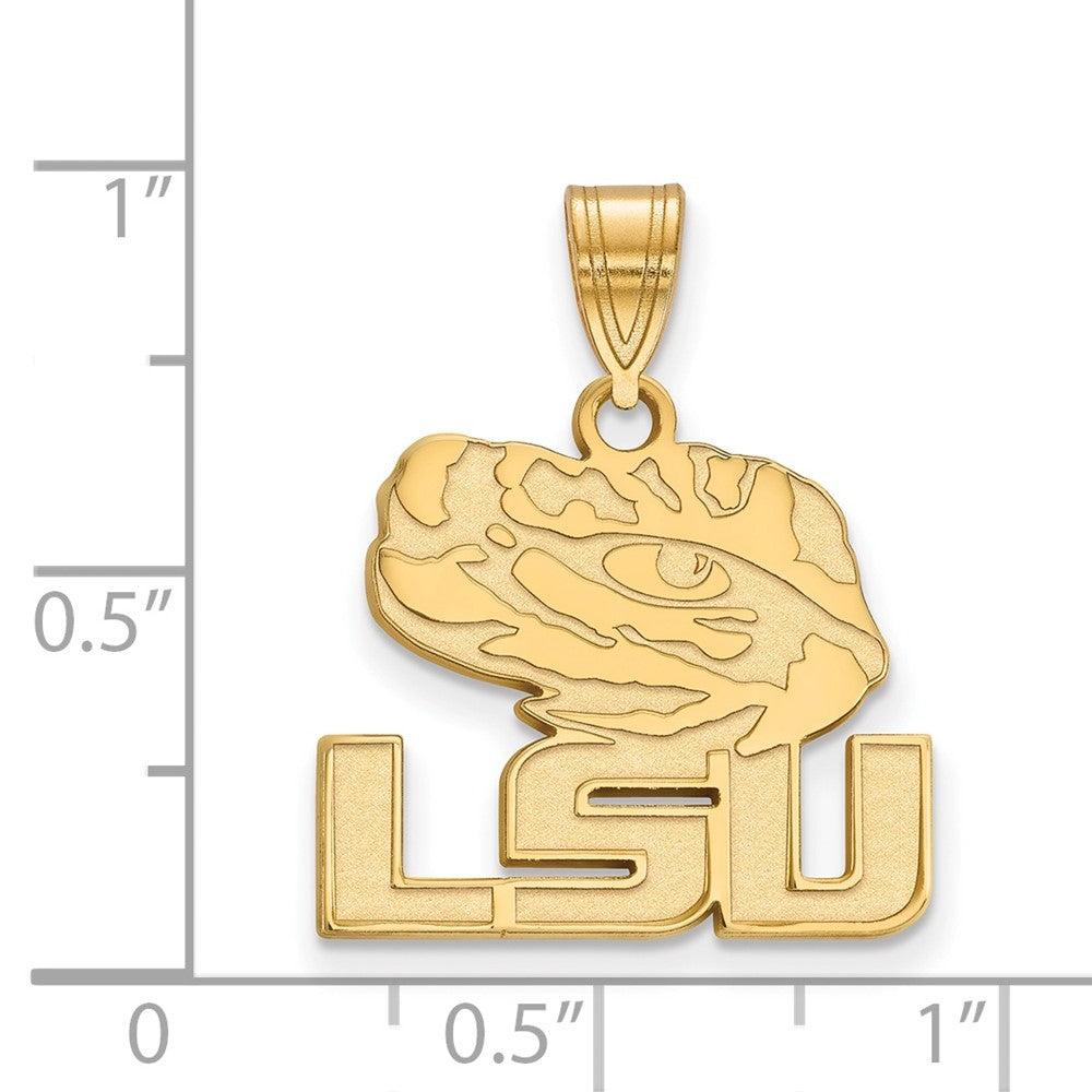 14K Yellow Gold Logoart Louisiana State University L S U Tiger Eye Medium Pendant