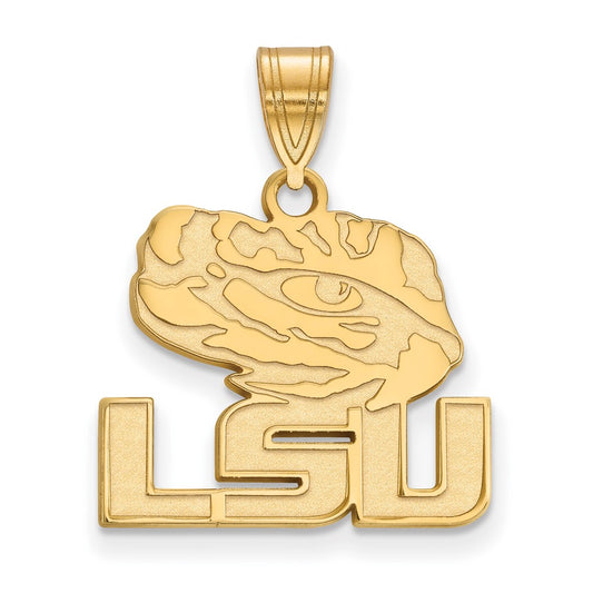14K Yellow Gold Logoart Louisiana State University L S U Tiger Eye Medium Pendant