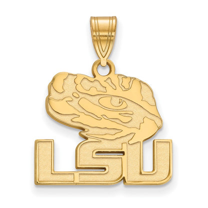 Gold Plated Sterling Silver Logoart Louisiana State University L S U Tiger Eye Medium Pendant
