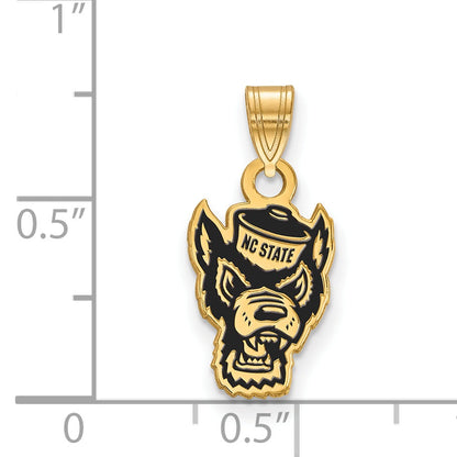 Gold Plated Sterling Silver Logoart North Carolina State University Wolf Small Enameled Pendant