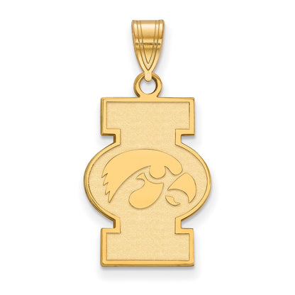 Gold Plated Sterling Silver Logoart University Of Iowa Large Pendant