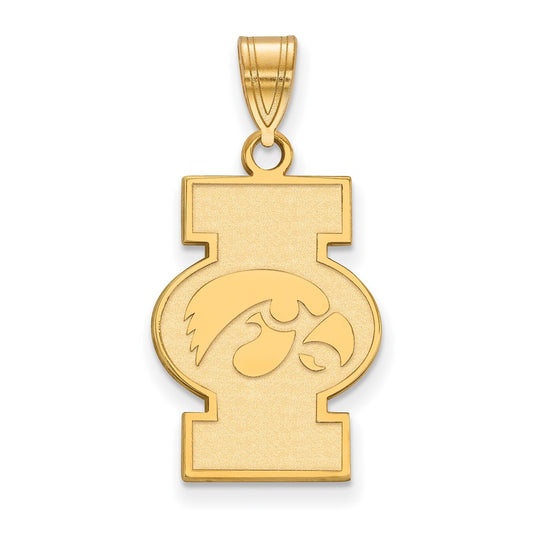 Gold Plated Sterling Silver Logoart University Of Iowa Large Pendant