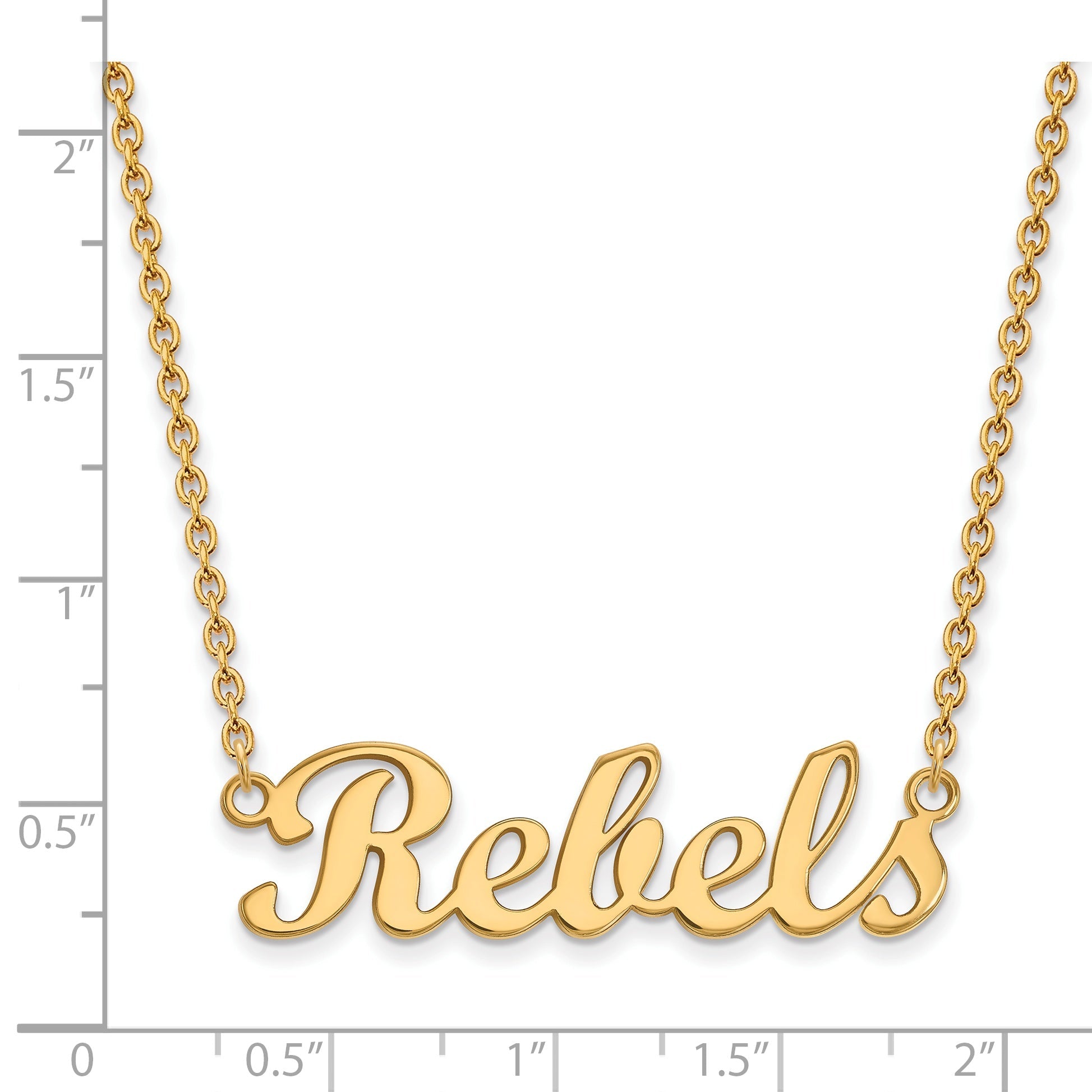 14K Yellow Gold Logoart University Of Mississippi Rebels Script Bar 18 Inch Necklace