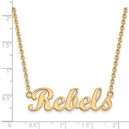 14K Yellow Gold Logoart University Of Mississippi Rebels Script Bar 18 Inch Necklace