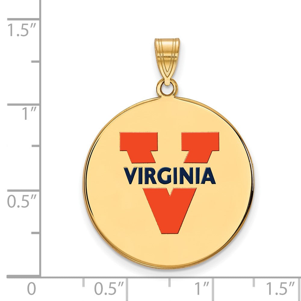 Gold Plated Sterling Silver Logoart University Of Virginia Extra Large Enameled Disc Pendant