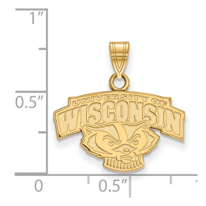 Gold Plated Sterling Silver Logoart University Of Wisconsin Small Pendant