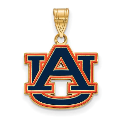 Gold Plated Sterling Silver Logoart Auburn University A U Medium Enameled Pendant