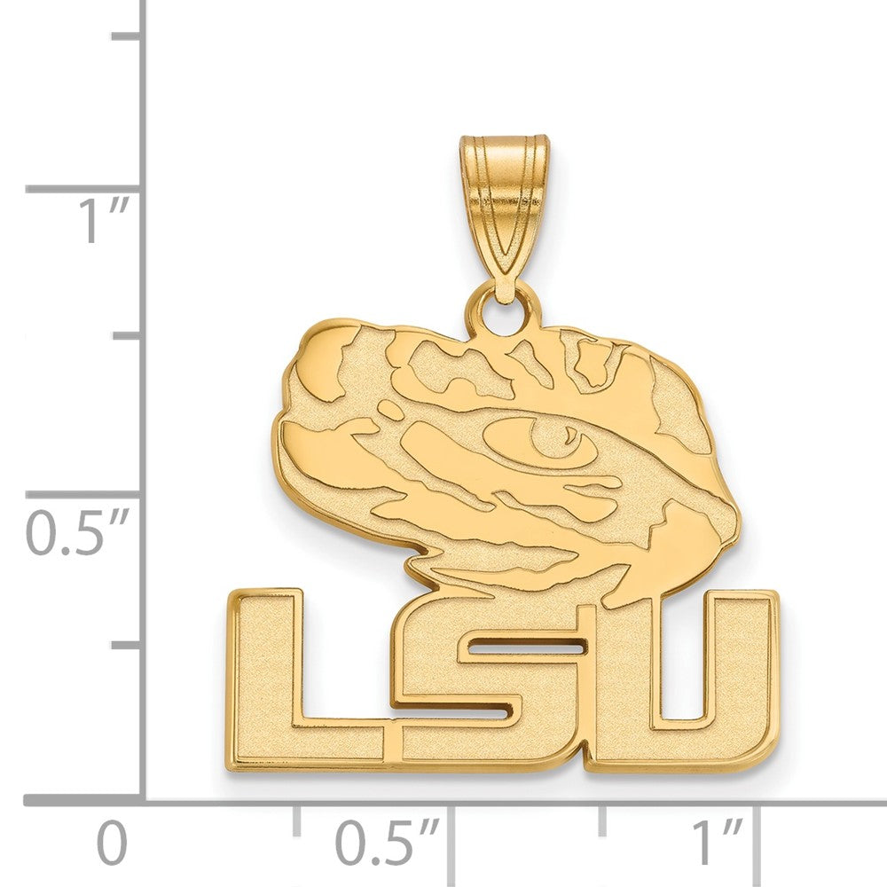 10K Yellow Gold Logoart Louisiana State University L S U Tiger Eye Large Pendant