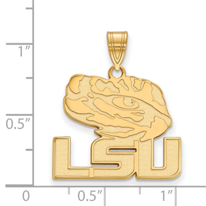 10K Yellow Gold Logoart Louisiana State University L S U Tiger Eye Large Pendant