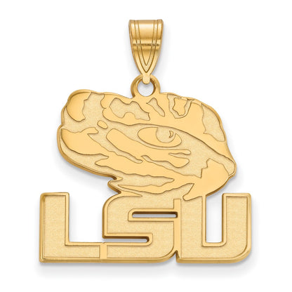 14K Yellow Gold Logoart Louisiana State University L S U Tiger Eye Large Pendant