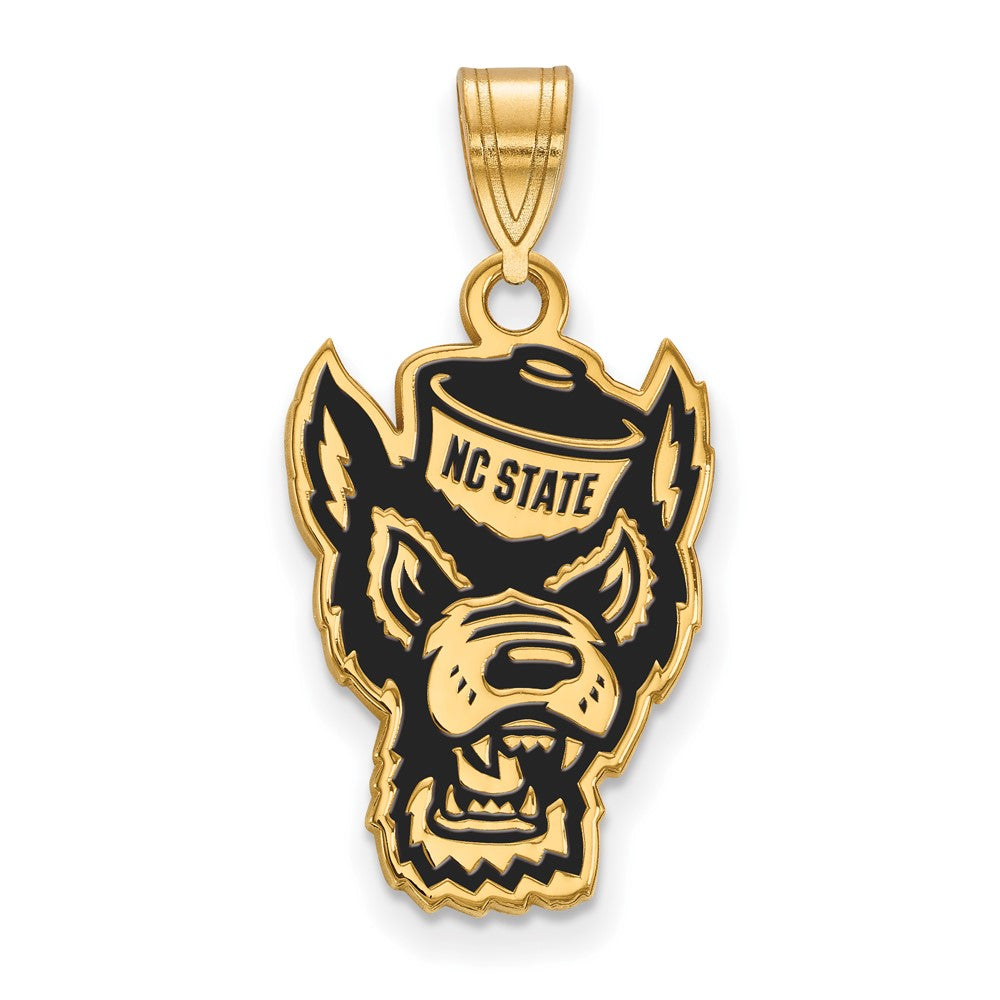 Gold Plated Sterling Silver Logoart North Carolina State University Wolf Large Enameled Pendant