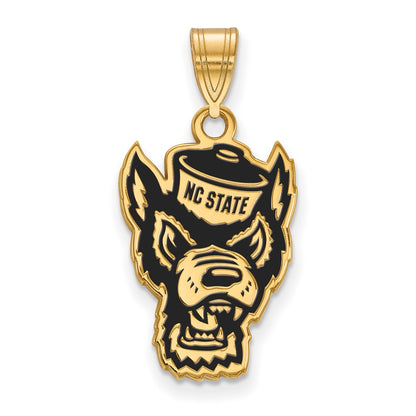 Gold Plated Sterling Silver Logoart North Carolina State University Wolf Large Enameled Pendant