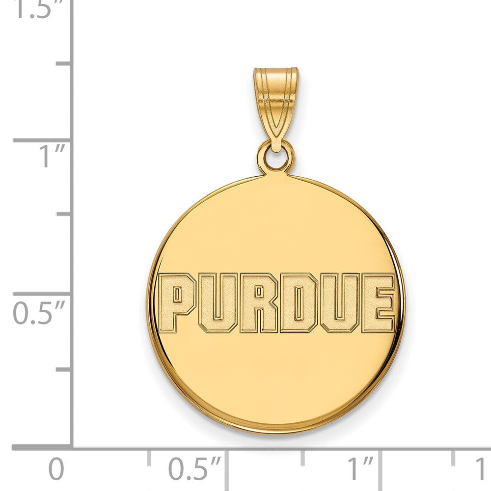 Gold Plated Sterling Silver Logoart Purdue University Block Type Large Disc Pendant