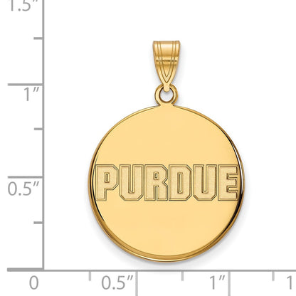 Gold Plated Sterling Silver Logoart Purdue University Block Type Large Disc Pendant