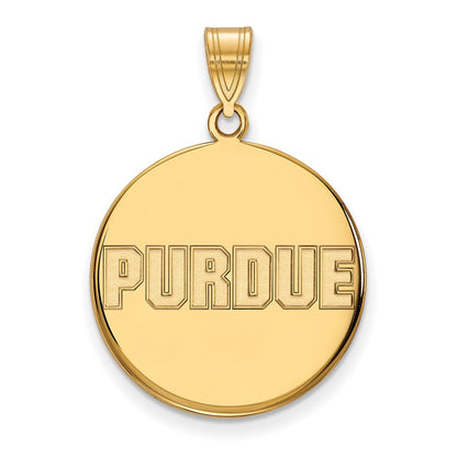 Gold Plated Sterling Silver Logoart Purdue University Block Type Large Disc Pendant