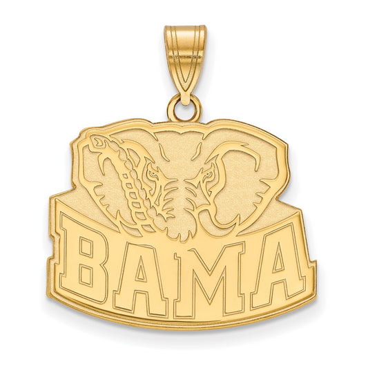 14K Yellow Gold Logoart University Of Alabama Elephant Large Pendant