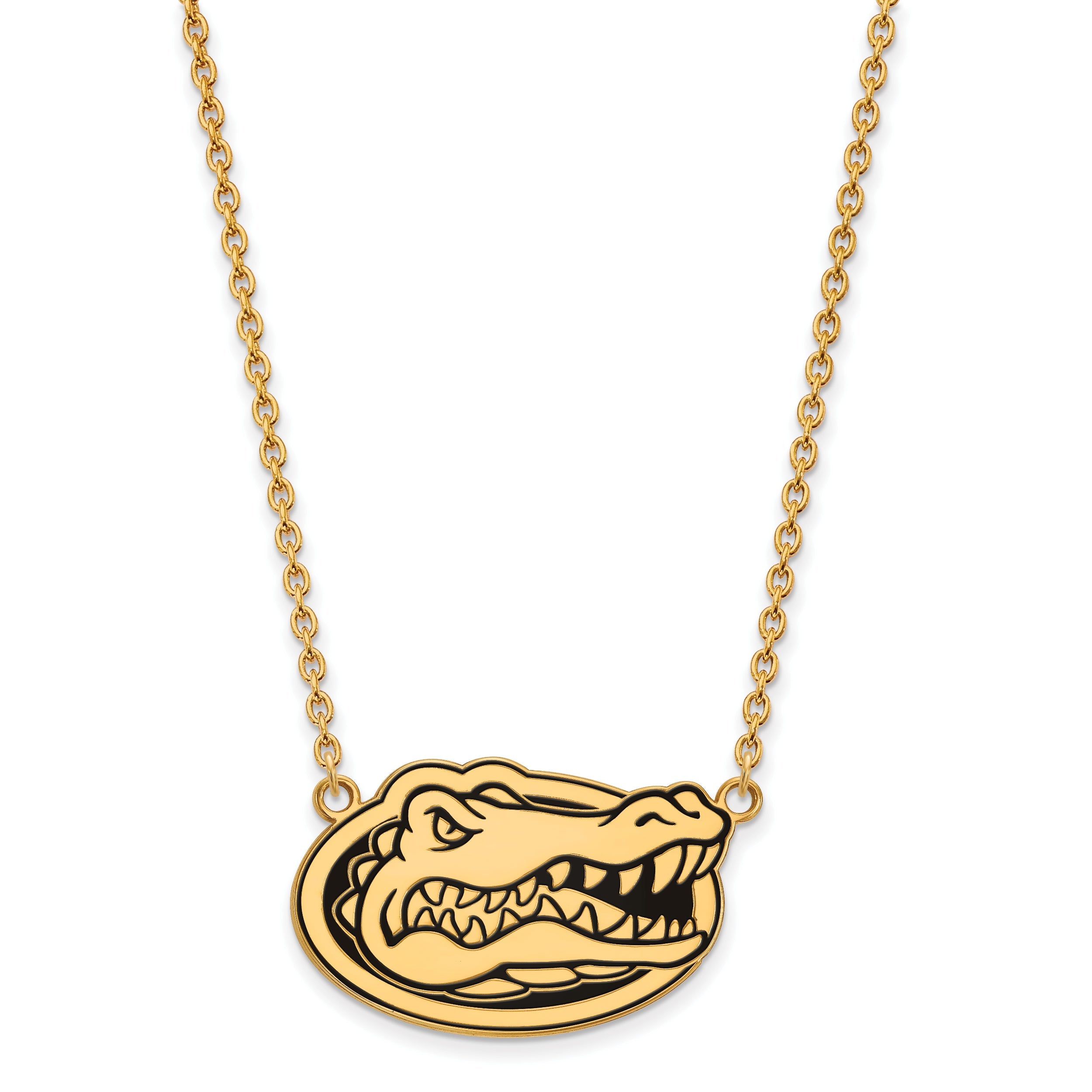 Gold Plated Sterling Silver Logoart University Of Florida Gator Large Enameled Pendant 18 Inch Necklace