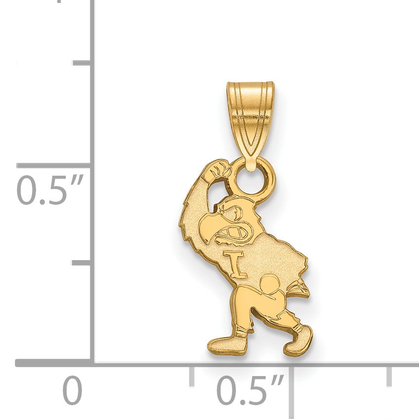 14K Yellow Gold Logoart University Of Iowa Hawk Mascot Small Pendant