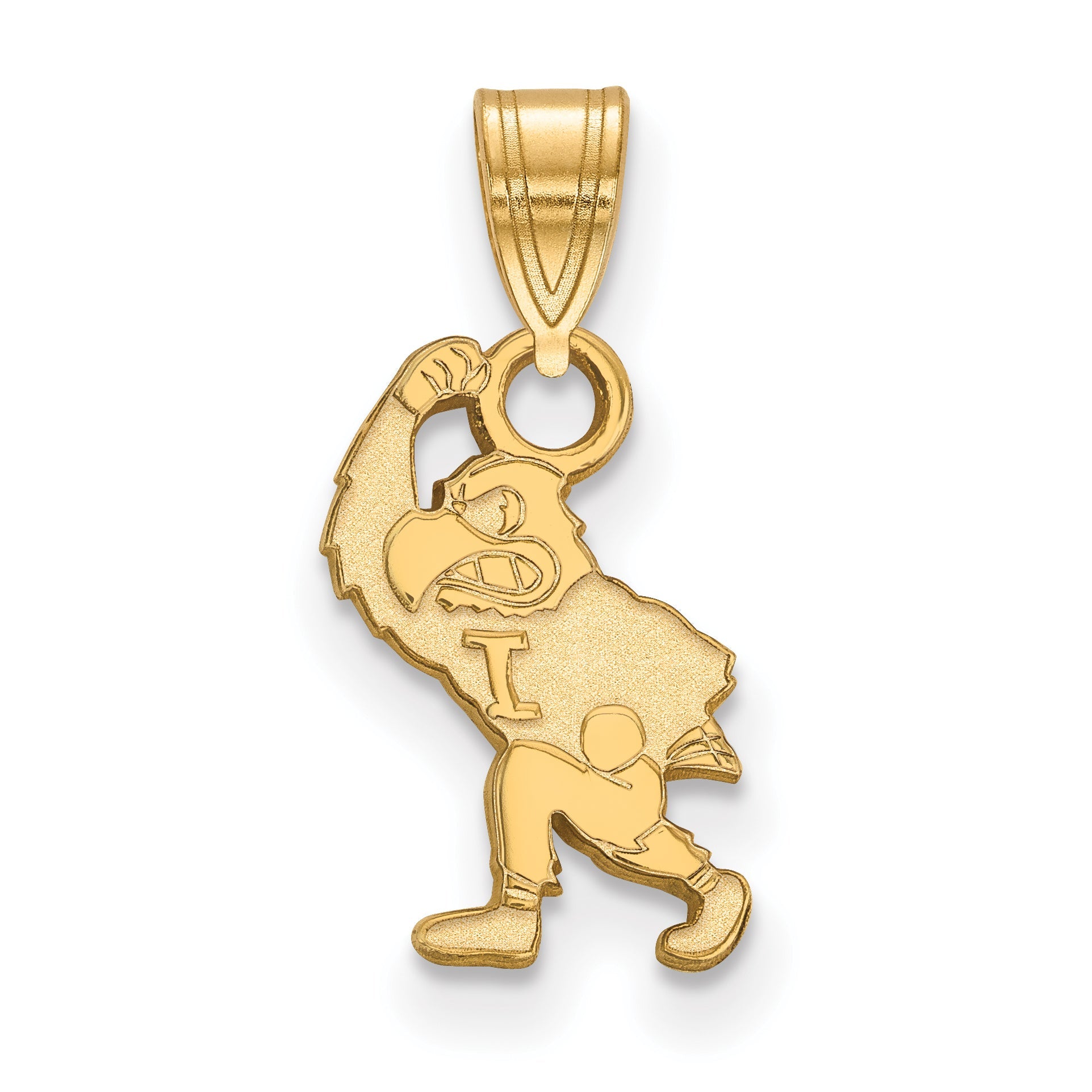 Gold Plated Sterling Silver Logoart University Of Iowa Hawk Mascot Small Pendant