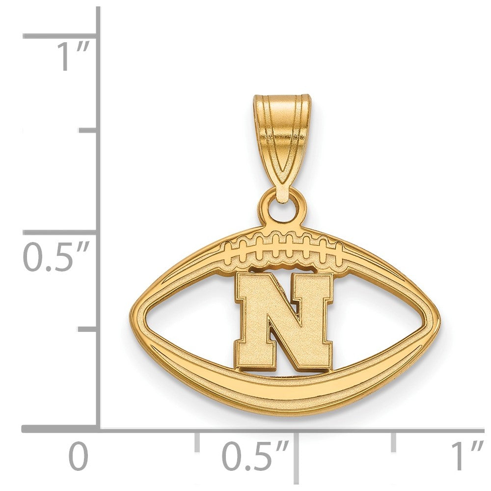 Gold Plated Sterling Silver Logoart University Of Nebraska Letter N Football Pendant