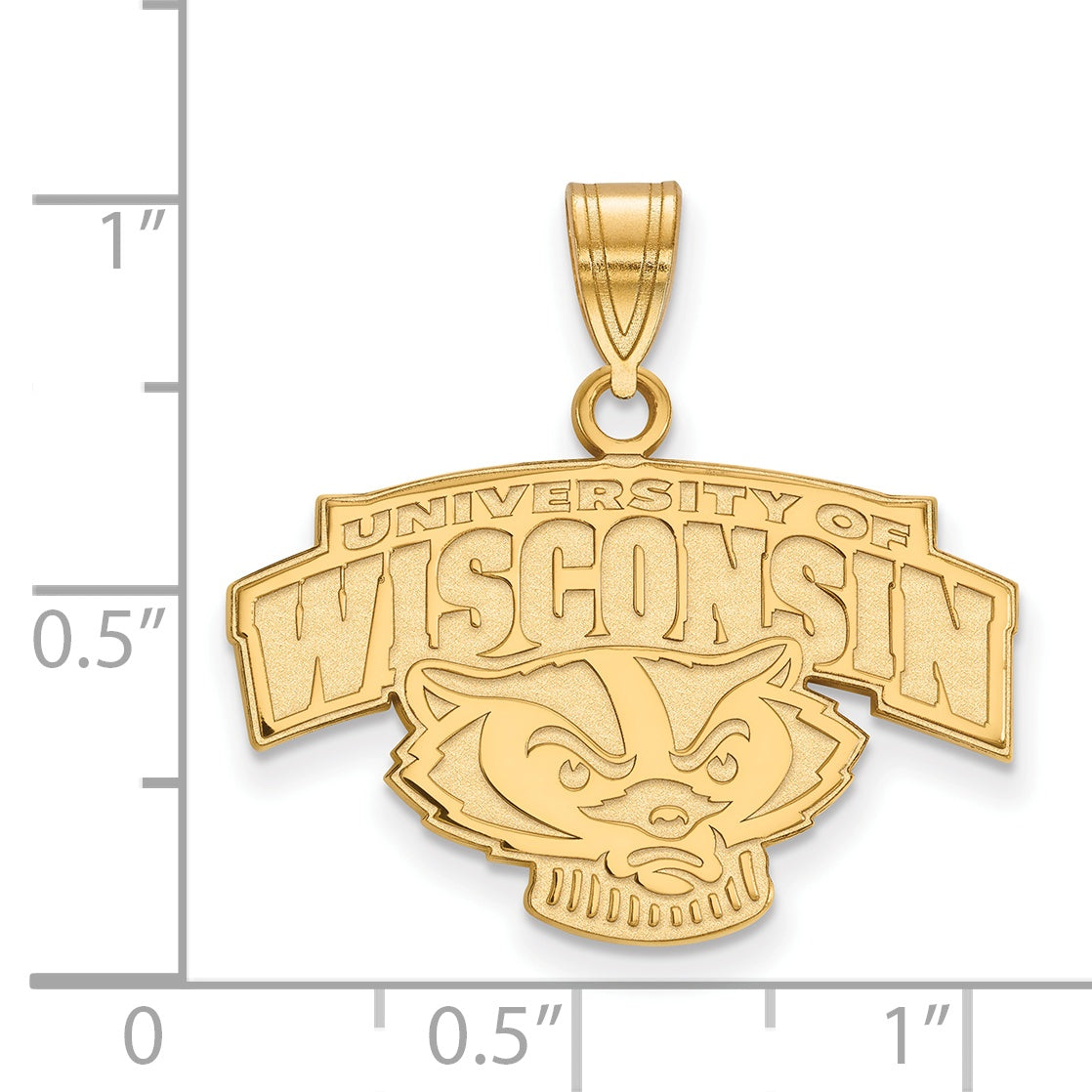 Gold Plated Sterling Silver Logoart University Of Wisconsin Medium Pendant