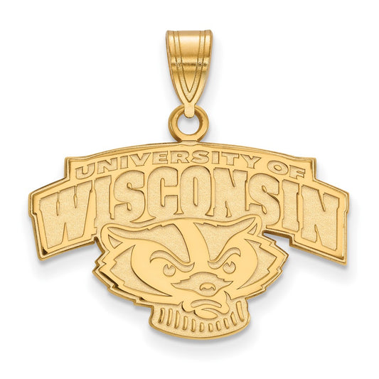 10K Yellow Gold Logoart University Of Wisconsin Medium Pendant
