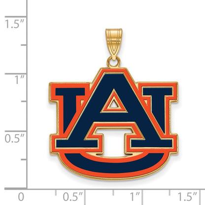 Gold Plated Sterling Silver Logoart Auburn University A U Extra Large Enameled Pendant