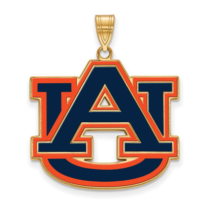 Gold Plated Sterling Silver Logoart Auburn University A U Extra Large Enameled Pendant