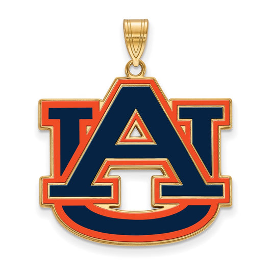 Gold Plated Sterling Silver Logoart Auburn University A U Extra Large Enameled Pendant