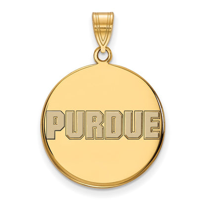 Gold Plated Sterling Silver Logoart Purdue University Block Type Large Enameled Disc Pendant