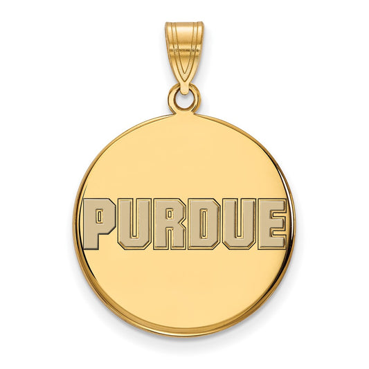 Gold Plated Sterling Silver Logoart Purdue University Block Type Large Enameled Disc Pendant