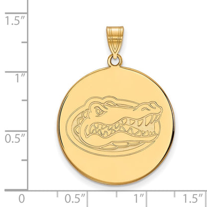 14K Yellow Gold Logoart University Of Florida Gator Extra Large Disc Pendant
