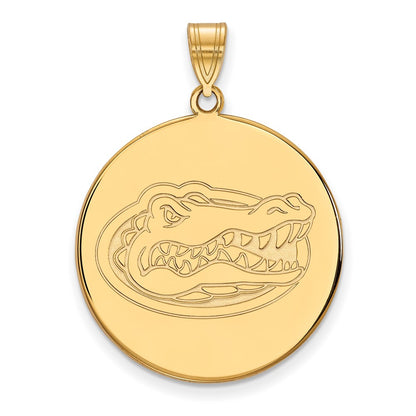 14K Yellow Gold Logoart University Of Florida Gator Extra Large Disc Pendant