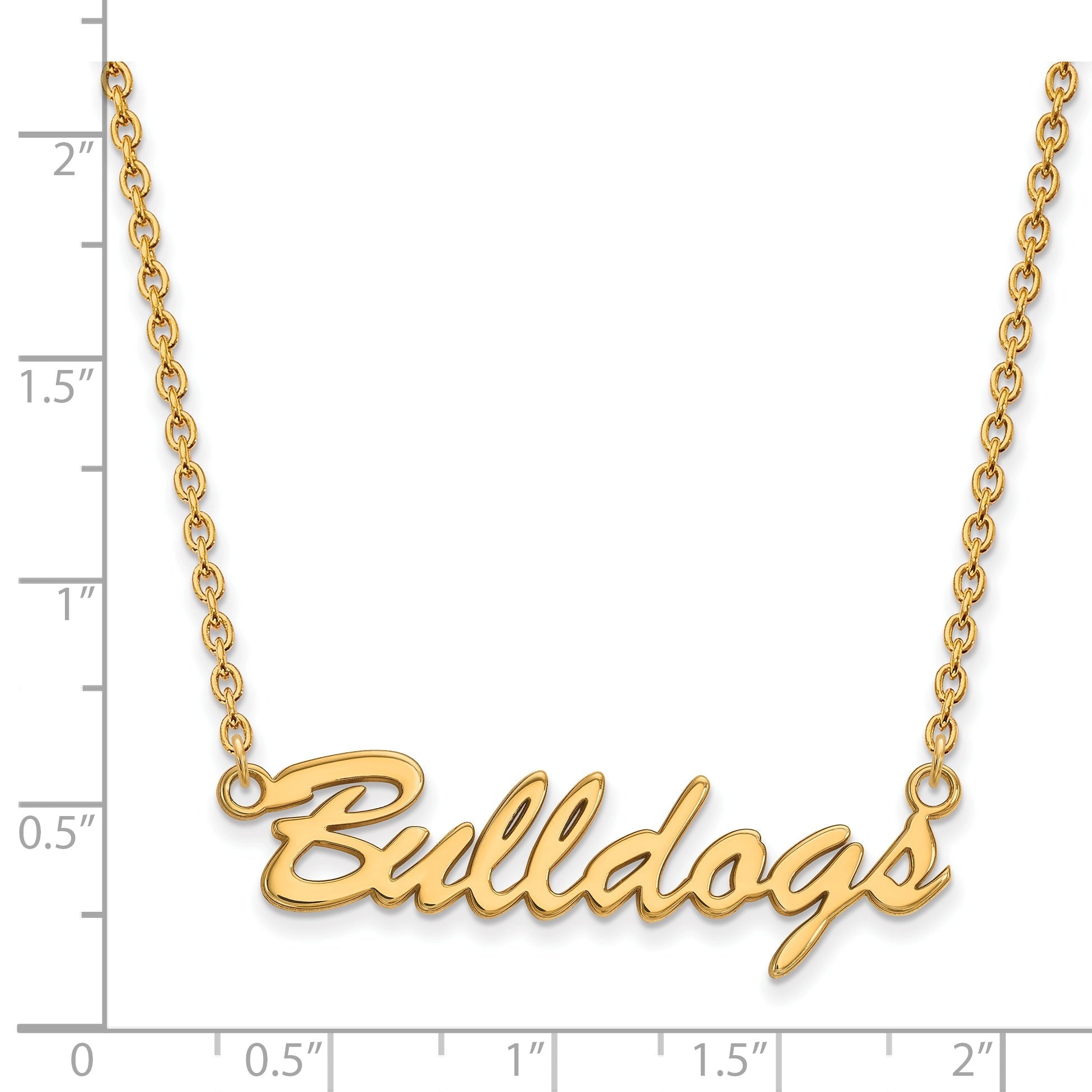 Gold Plated Sterling Silver Logoart University Of Georgia Bulldogs Script Pendant 18 Inch Necklace