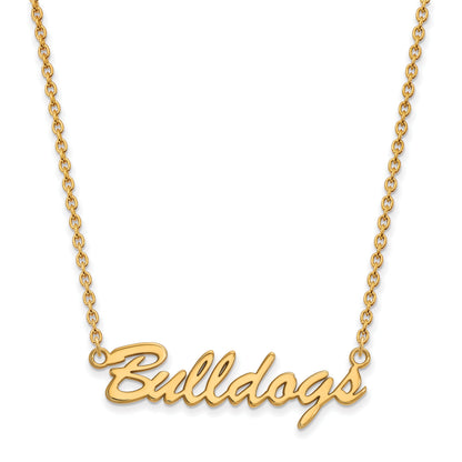 Gold Plated Sterling Silver Logoart University Of Georgia Bulldogs Script Pendant 18 Inch Necklace