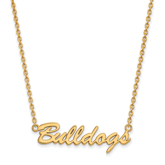 Gold Plated Sterling Silver Logoart University Of Georgia Bulldogs Script Pendant 18 Inch Necklace