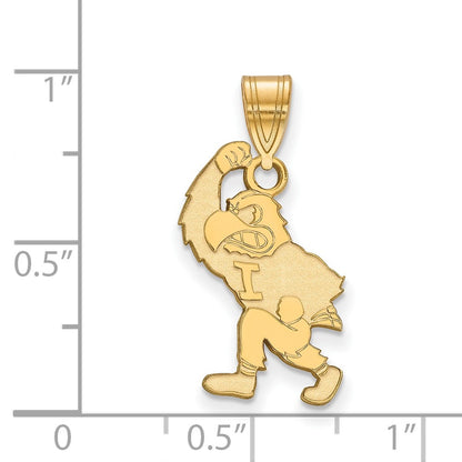 Gold Plated Sterling Silver Logoart University Of Iowa Hawk Mascot Large Pendant