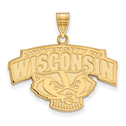 14K Yellow Gold Logoart University Of Wisconsin Large Pendant
