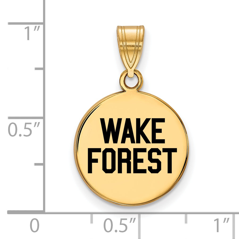 Gold Plated Sterling Silver Logoart Wake Forest University W F Deacon Medium Enameled Disc Pendant