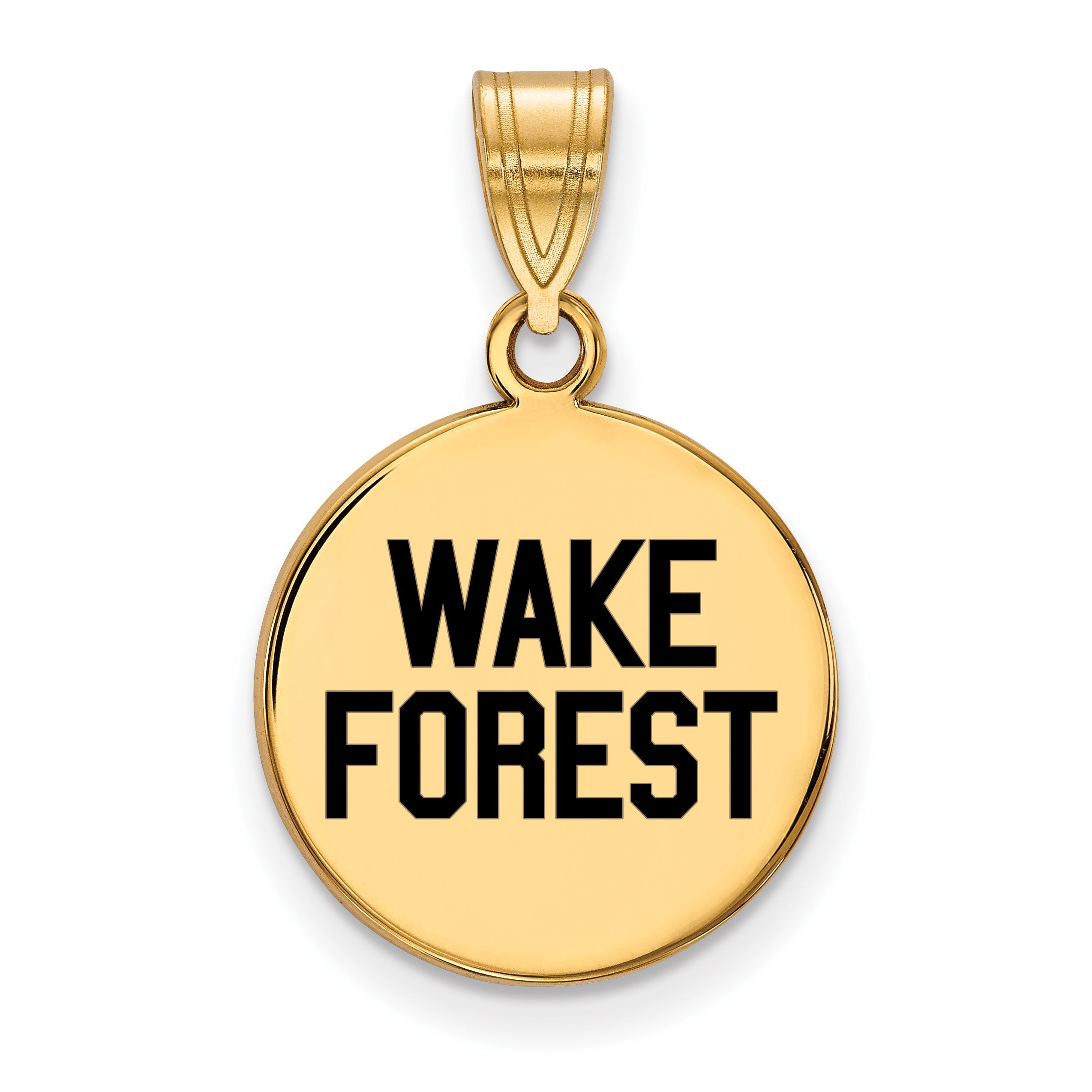 Gold Plated Sterling Silver Logoart Wake Forest University W F Deacon Medium Enameled Disc Pendant