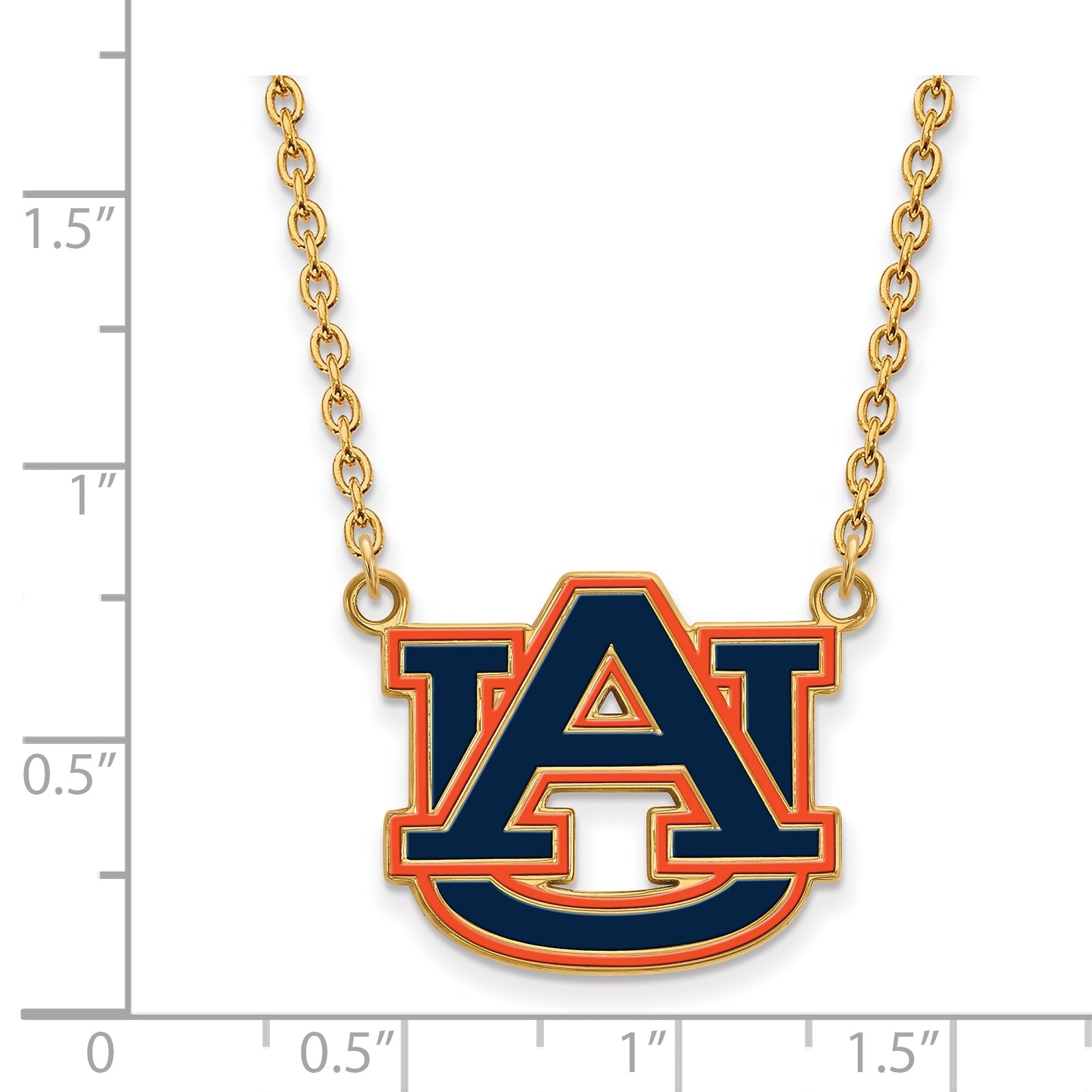Gold Plated Sterling Silver Logoart Auburn University Large Enameled Pendant 18 Inch Necklace