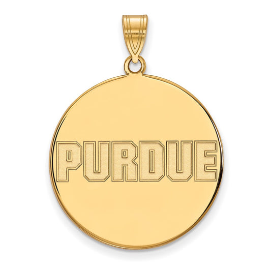 10K Yellow Gold Logoart Purdue University Block Type Extra Large Disc Pendant