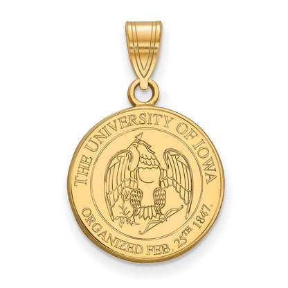 14K Yellow Gold Logoart University Of Iowa Medium Crest Pendant