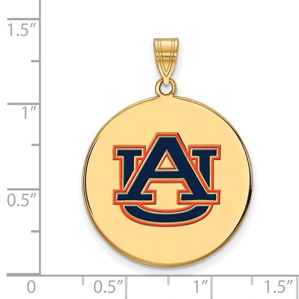 Gold Plated Sterling Silver Logoart Auburn University Extra Large Enameled Disc Pendant