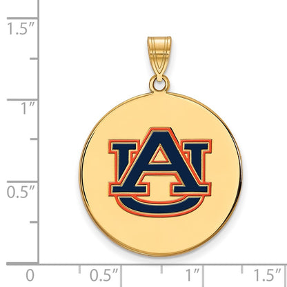 Gold Plated Sterling Silver Logoart Auburn University Extra Large Enameled Disc Pendant