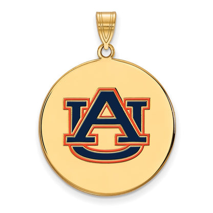 Gold Plated Sterling Silver Logoart Auburn University Extra Large Enameled Disc Pendant
