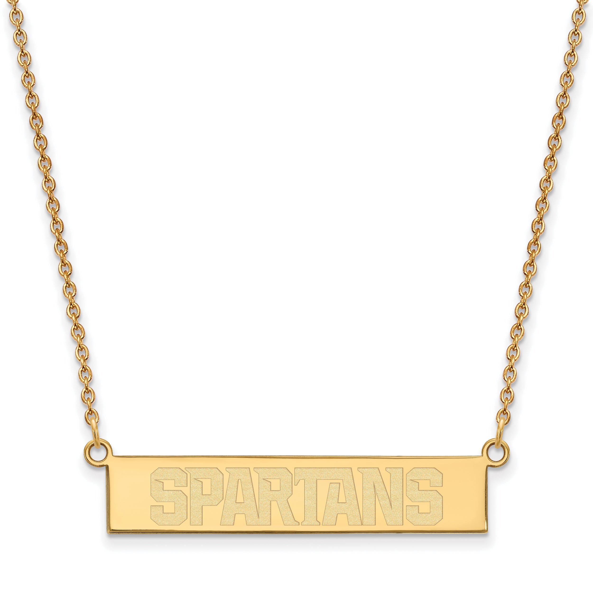 Gold Plated Sterling Silver Logoart Michigan State University Spartans Small Bar 18 Inch Necklace