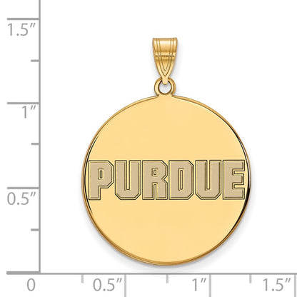 Gold Plated Sterling Silver Logoart Purdue University Block Type Extra Large Enameled Disc Pendant